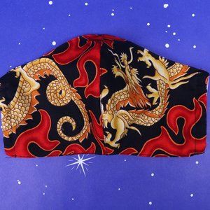 Fire Dragon Face Mask Ear Loop Size L